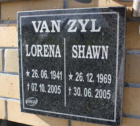 ZYL Shawn, van 1969-2005 :: VAN  ZYL Lorena 1941-2005