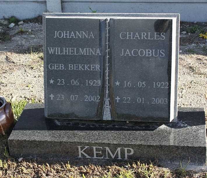 KEMP Charles Jacobus 1922-2003 &amp; Johanna Wilhelmina BEKKER 1923-2002