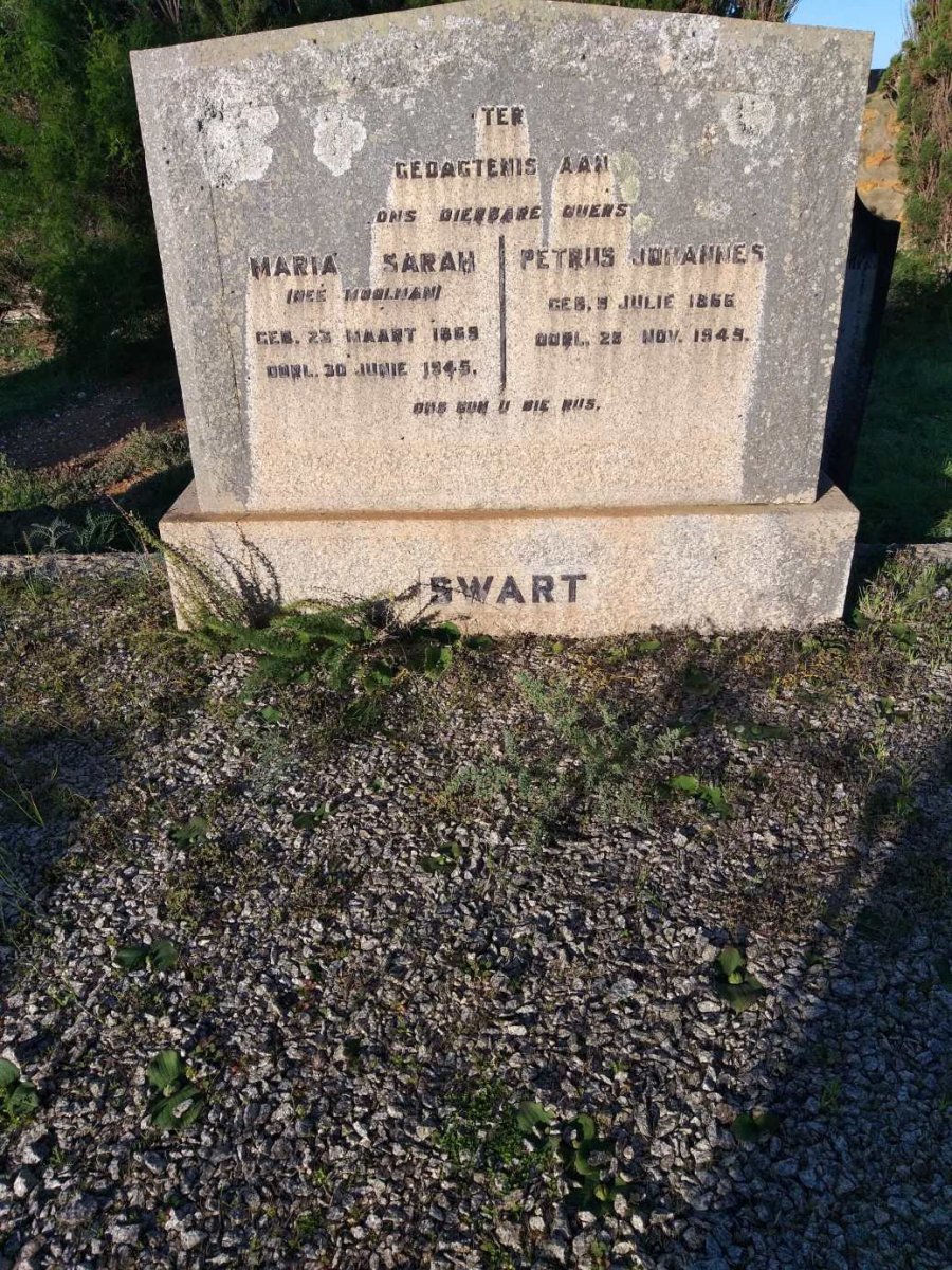 SWART Petrus Johannes 1866-194? &amp; Maria Sarah MOOLMAN 1869-1945
