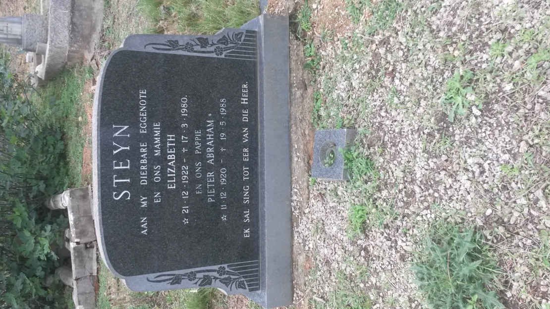 STEYN Pieter Abraham 1920-1988 &amp; Elizabeth 1922-1980