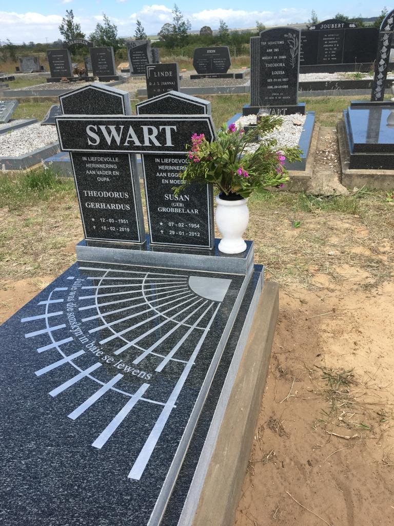 SWART Theodorus Gerhardus 1951-2019 &amp; Susan GROBBELAAR 1954-2012