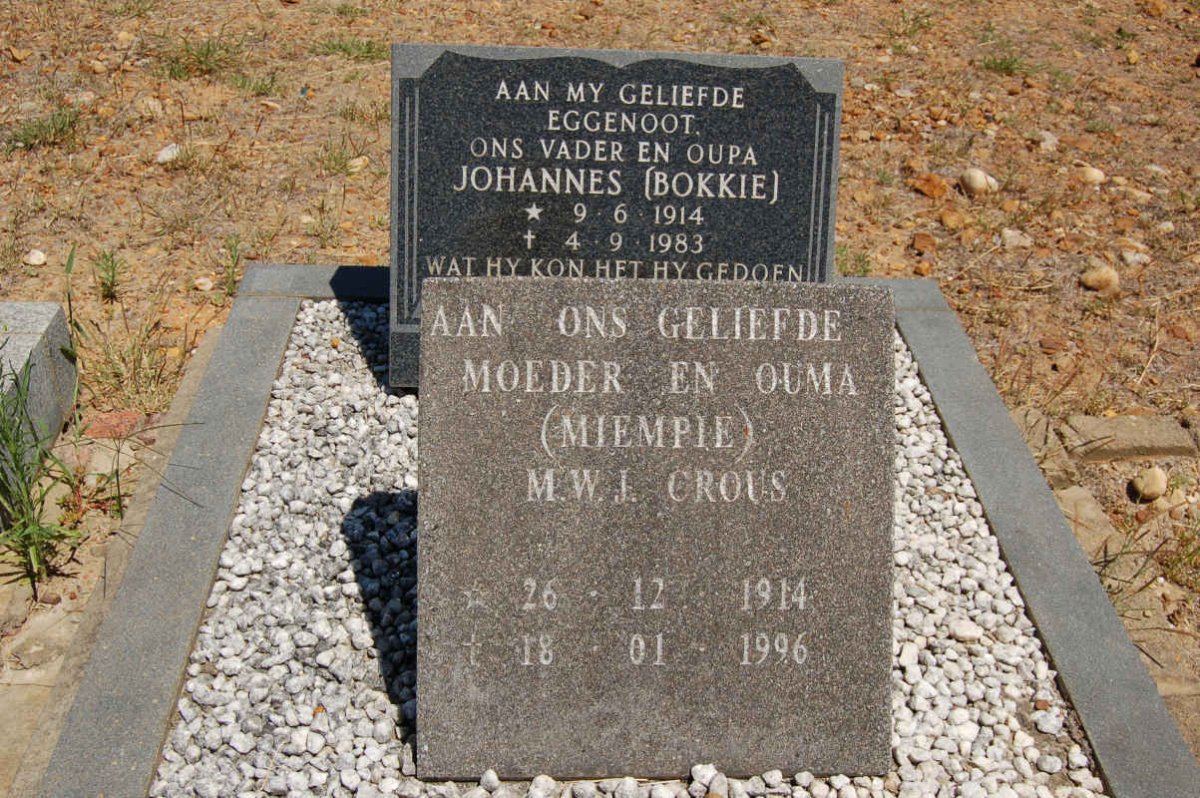 CROUS Johannes 1914-1983 &amp; M.W.J. 1914-1996