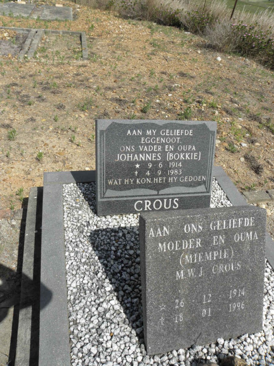 CROUS Johannes 1914-1983 &amp; M.W.J. 1914-1996