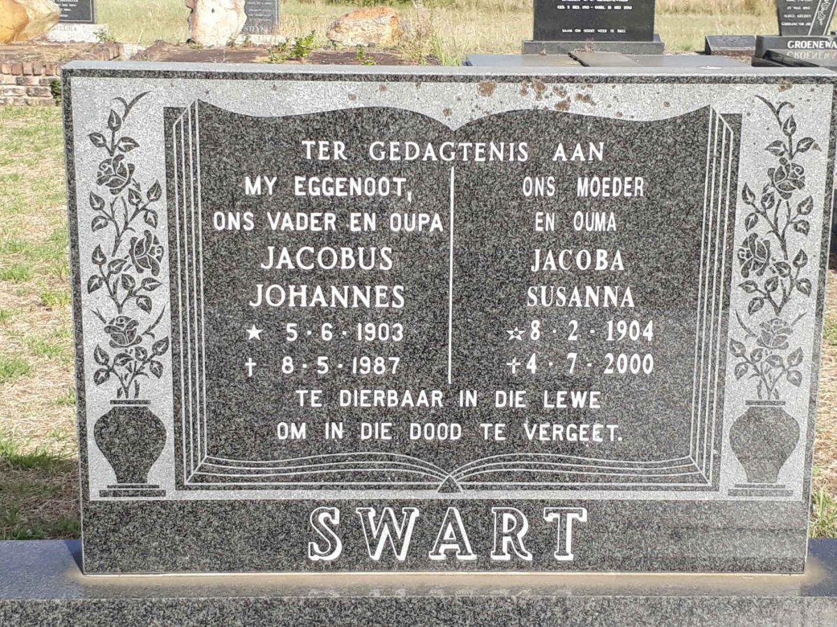 SWART Jacobus Johannes 1903-1987 &amp; Jacoba Susanna 1904-2000