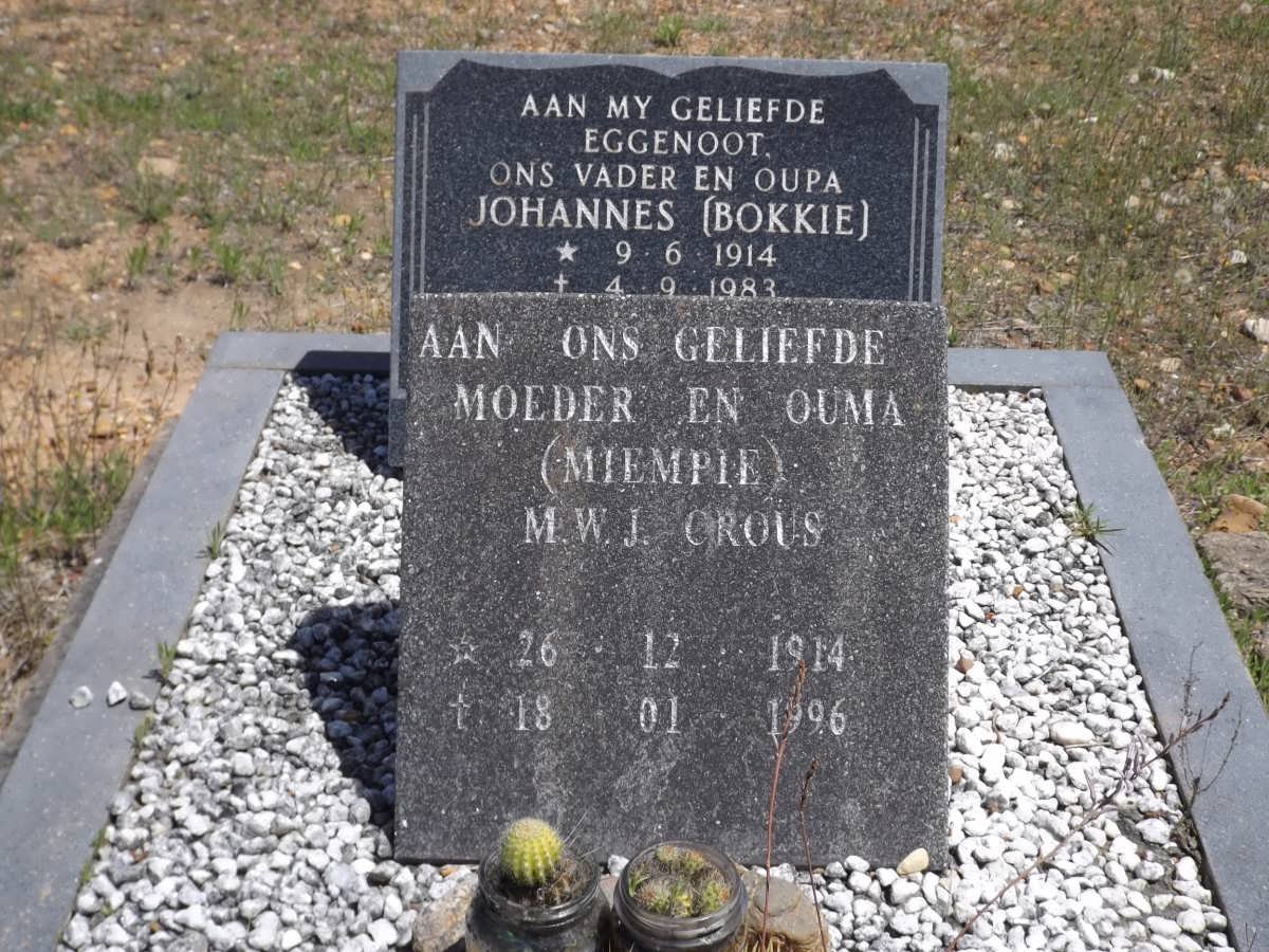 CROUS Johannes 1914-1983 &amp; M.W.J. 1914-1996