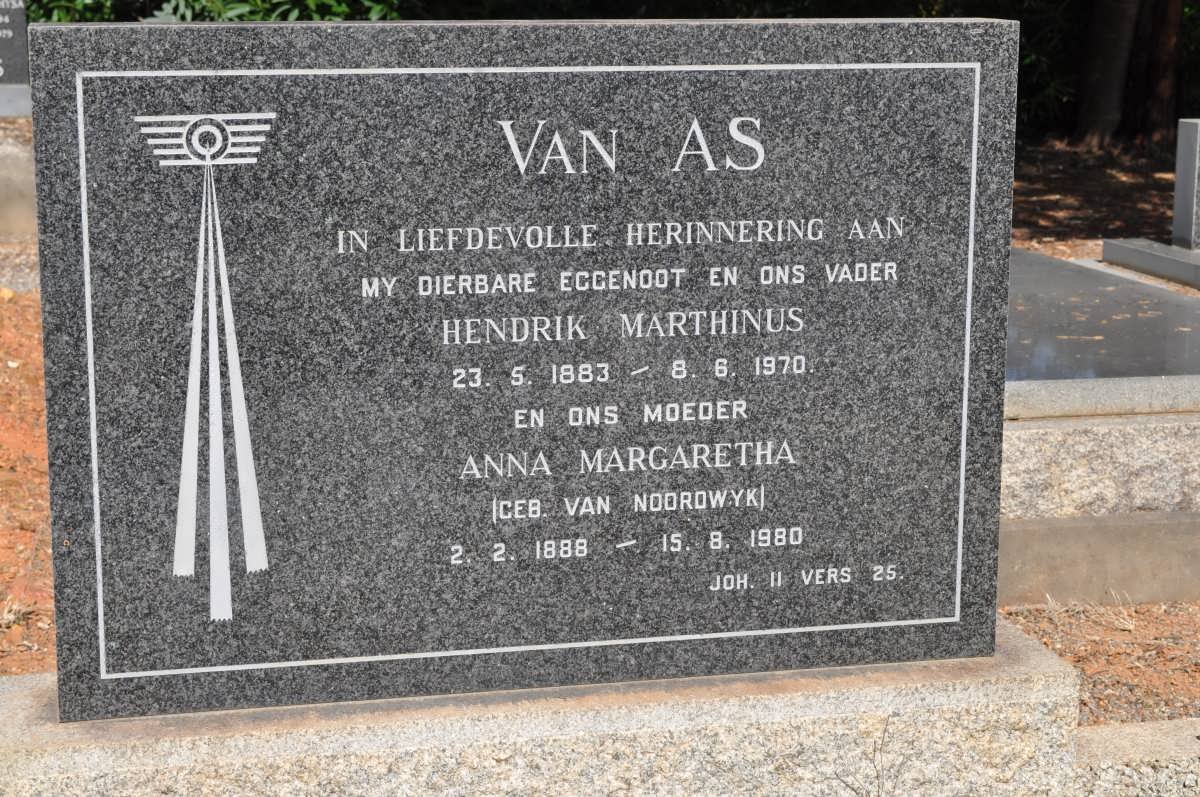 AS Hendrik Marthinus, van 1883-1970 &amp; Anna Margaretha VAN NOORDWYK 1888-1980