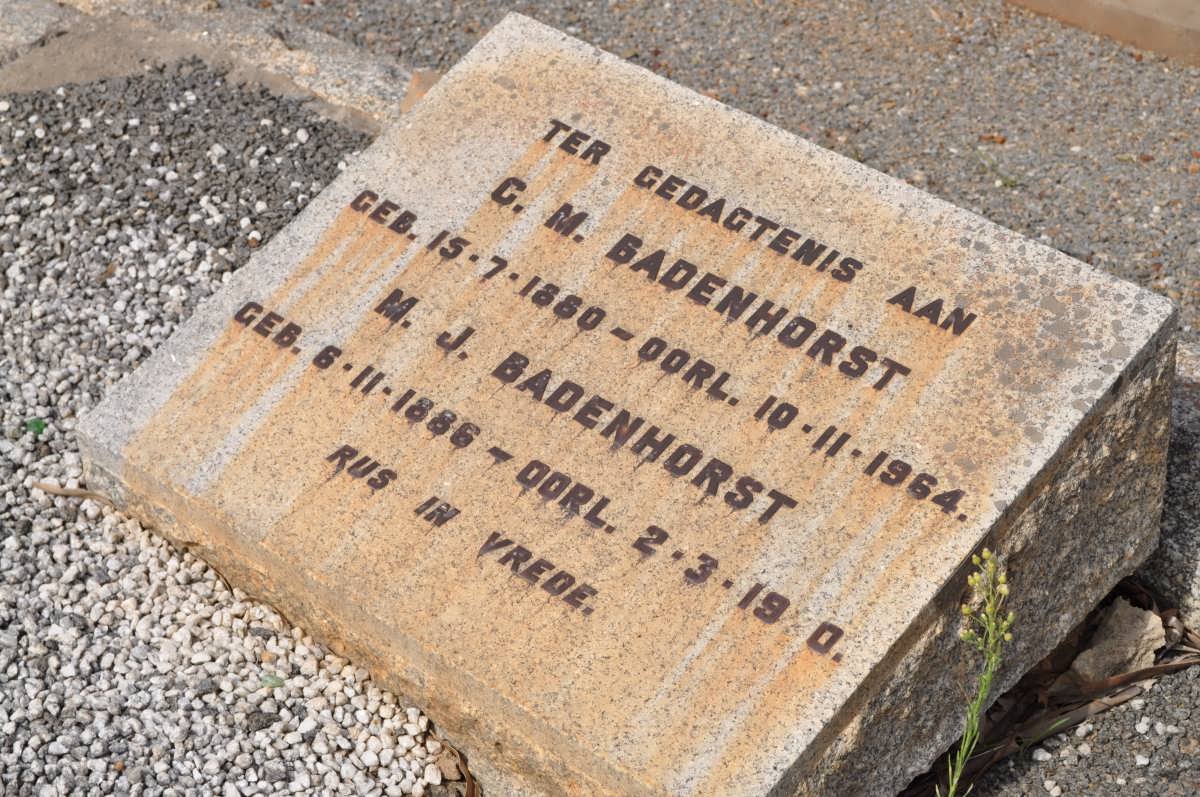 BADENHORST C.M. 1880-1964 &amp; M.J. 1886-1980