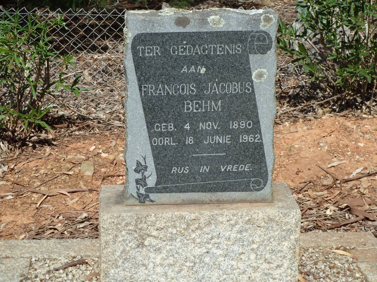 BEHM Francois Jacobus 1890-1962