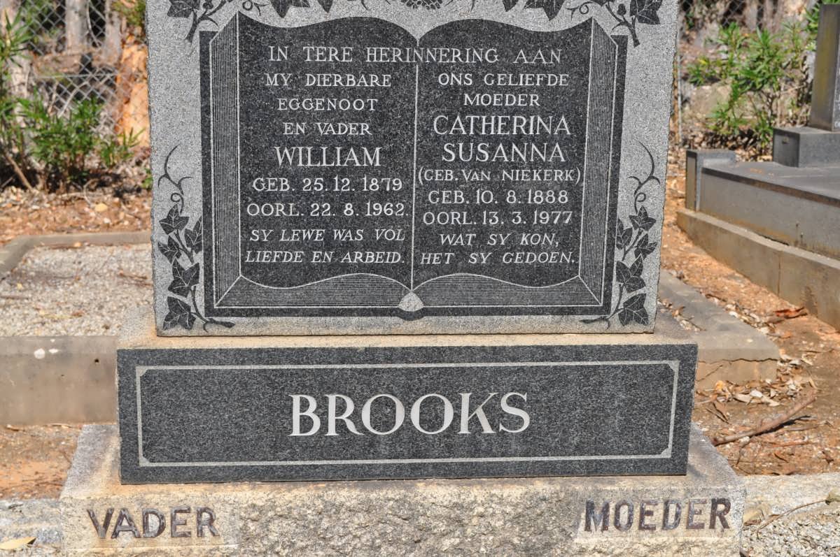 BROOKS William 1879-1962 &amp; Catherina Susanna VAN NIEKERK 1888-1977