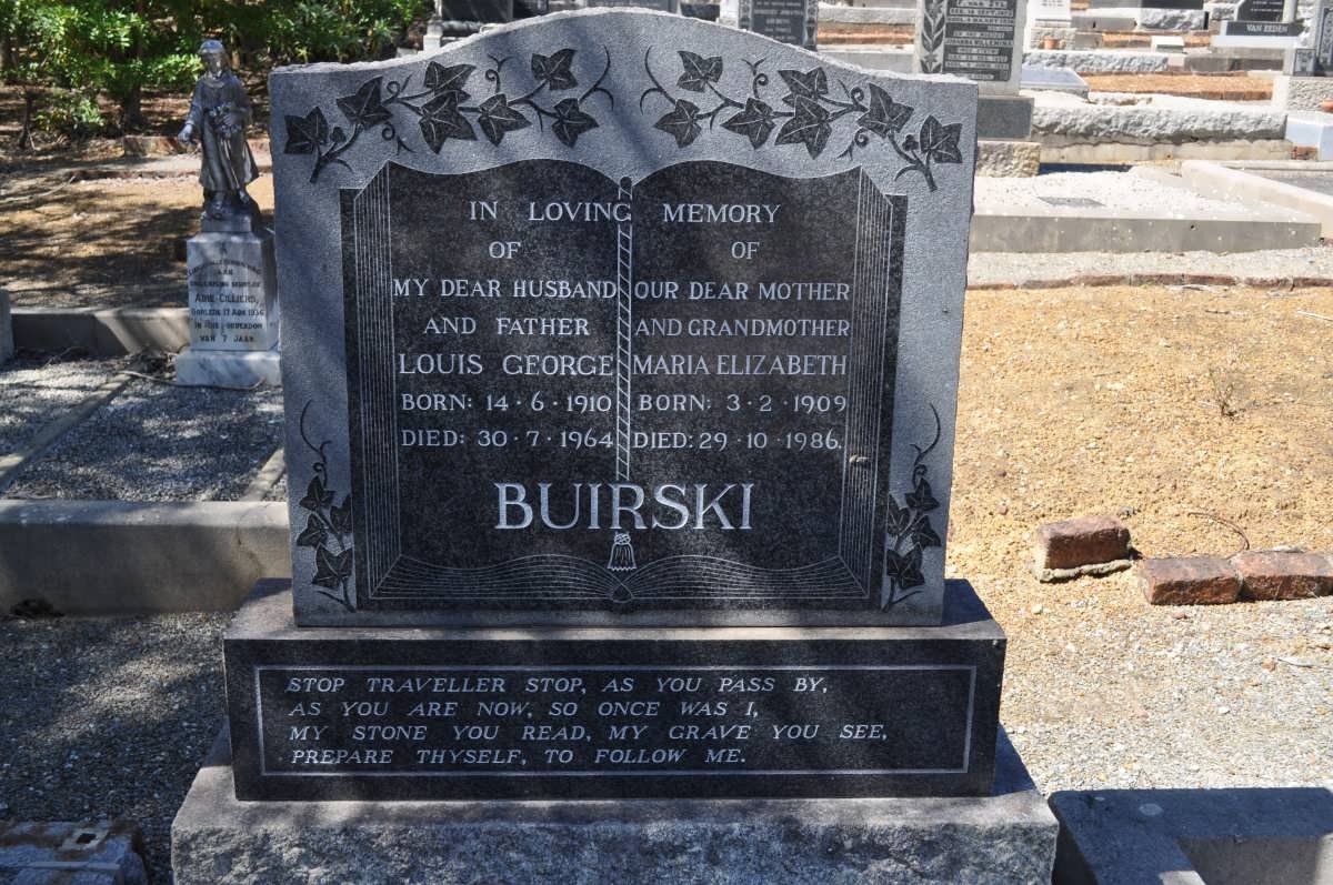 BUIRSKI Louis George 1910-1964 &amp; Maria Elizabeth 1909-1986