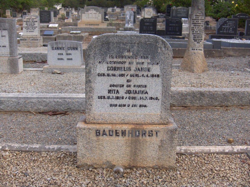 BADENHORST Cornelis Janse 1901-1948 :: BADENHORST Rita Johanna 1926-1948