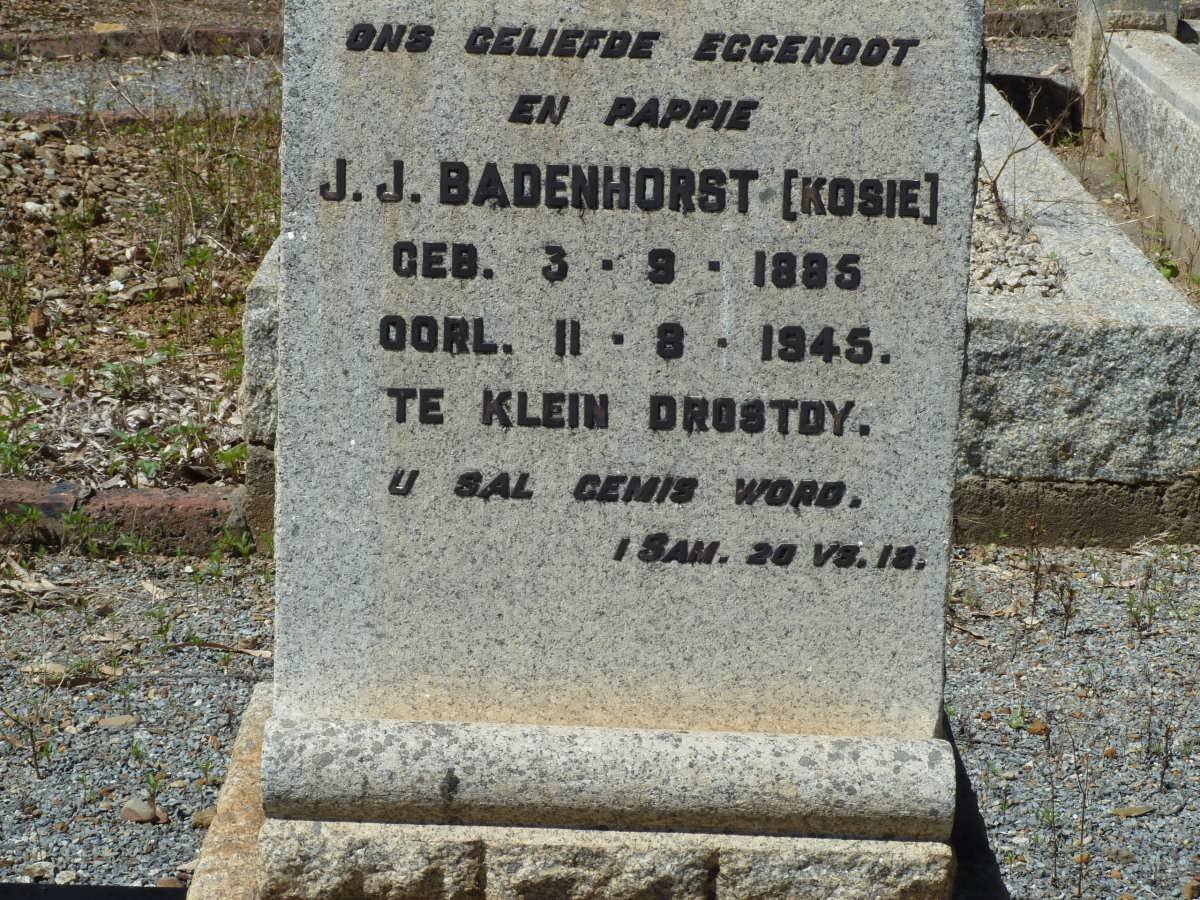 BADENHORST J.J. 1885-1945