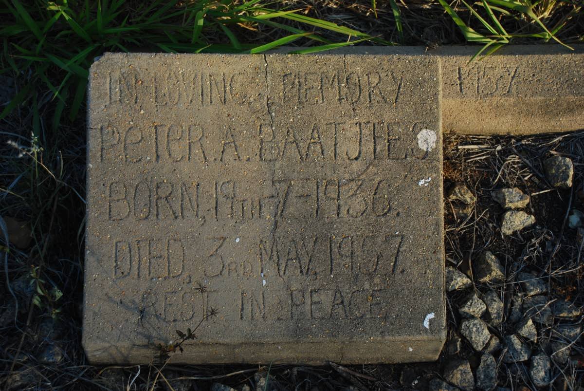BAATJIES Peter A. 1936-1957