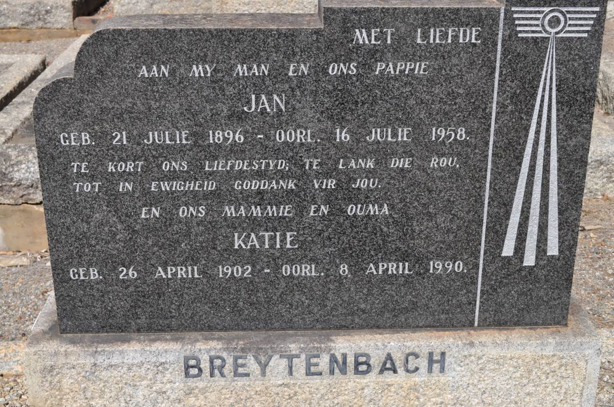 BREYTENBACH Jan 1896-1958 &amp; Katie 1902-1990
