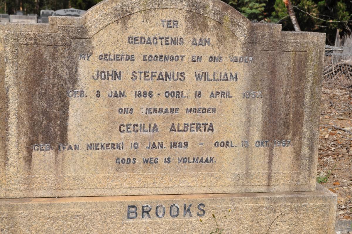 BROOKS John Stefanus William 1886-1957 &amp; Cecilia Alberta VAN NIEKERK 1889-1987