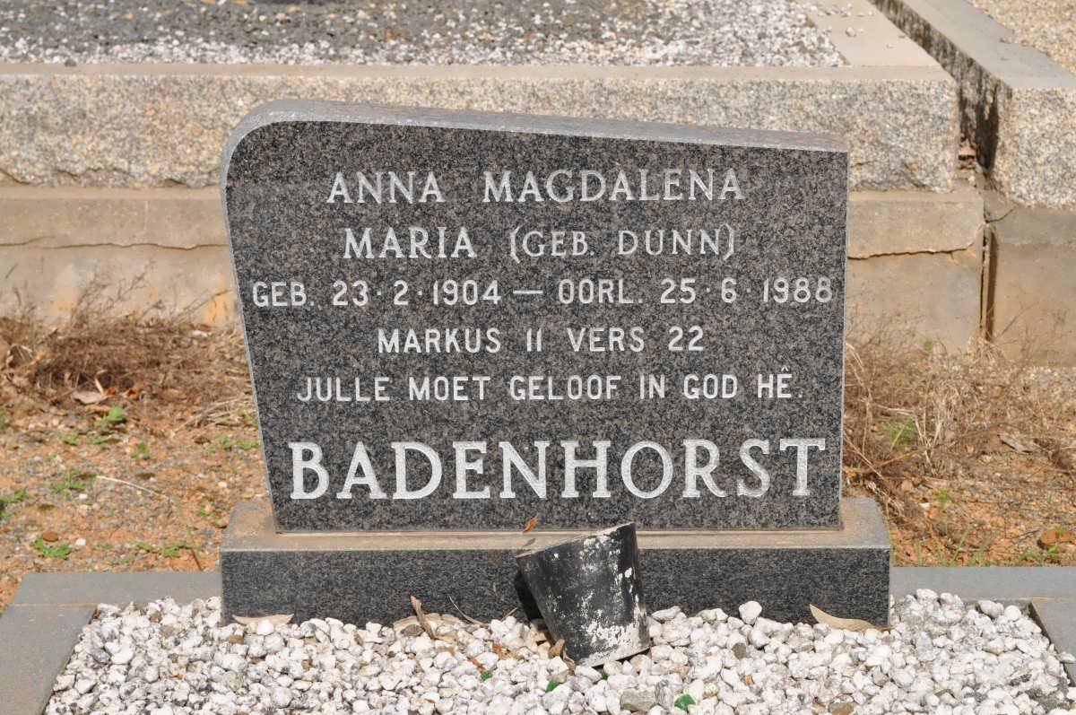 BADENHORST Anna Magdalena Maria nee DUNN 1904-1988