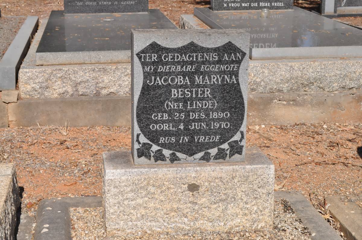 BESTER Jacoba Maryna nee LINDE 1890-1970