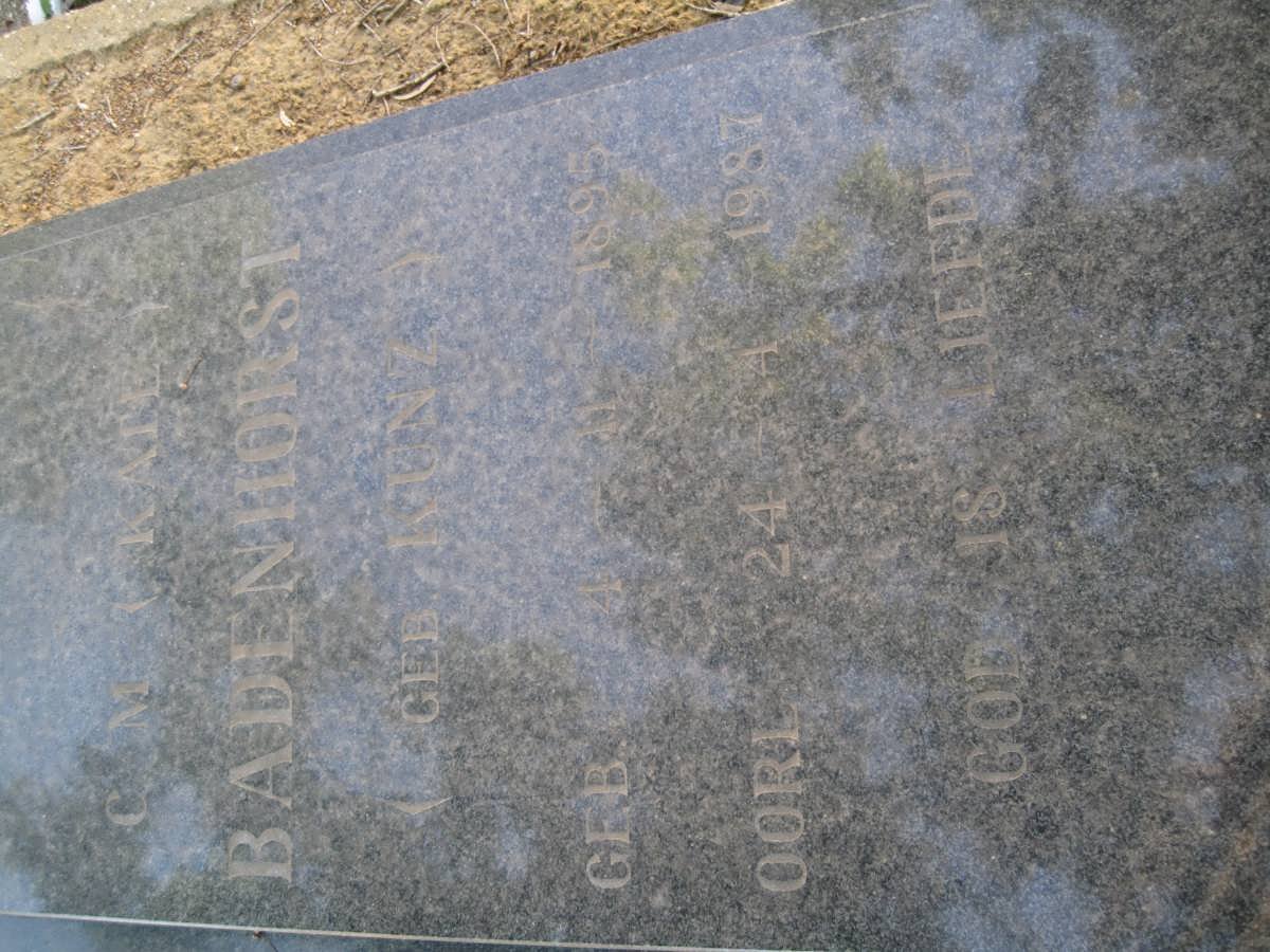 BADENHORST C.M. nee KUNZ 1895-1987
