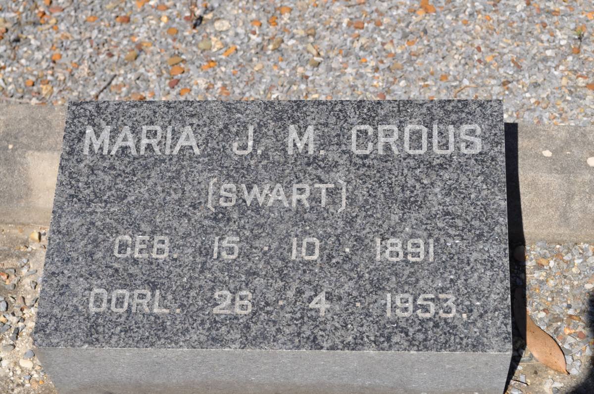 CROUS Maria J.M. nee SWART 1891-1953