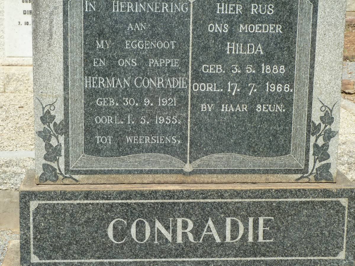 CONRADIE Hilda 1888-1966 :: CONRADIE Herman 1921-1955 