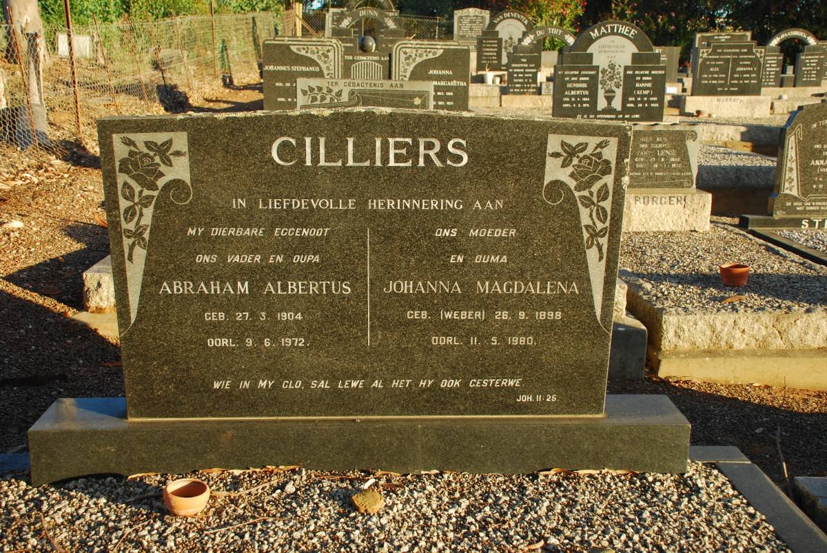 CILLIERS Abraham Albertus 1904-1972 &amp; Johanna Magdalena WEBER 1898-1980