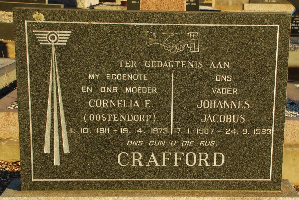 CRAFFORD Johannes Jacobus 1907-1983 &amp; Cornelia E. OOSTENDORP 1911-1973