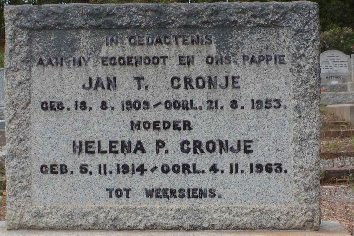 CRONJE Jan T. 1909-1953 &amp; Helena P. 1914-1963
