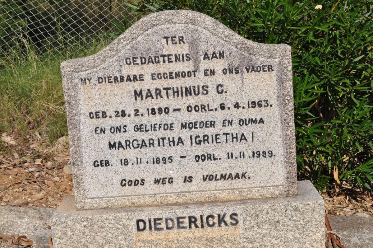 DIEDERICKS Marthinus C. 1890-1963 &amp; Margaritha 1895-1989