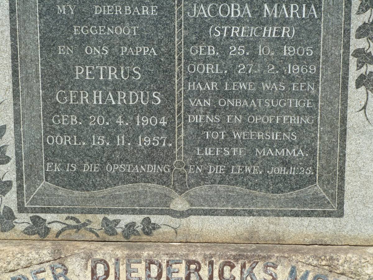 DIEDERICKS Petrus Gerhardus 1904-1957 &amp; Jacoba Maria STREICHER 1905-1969