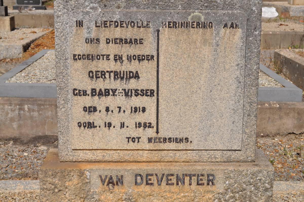 DEVENTER Gertruida, van nee VISSER 1918-1952