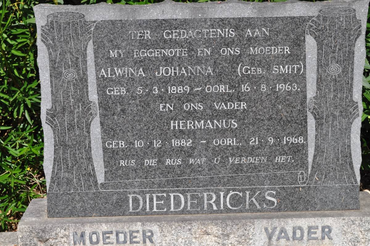 DIEDERICKS Hermanus 1882-1968 &amp; Alwina Johanna SMIT 1889-1963