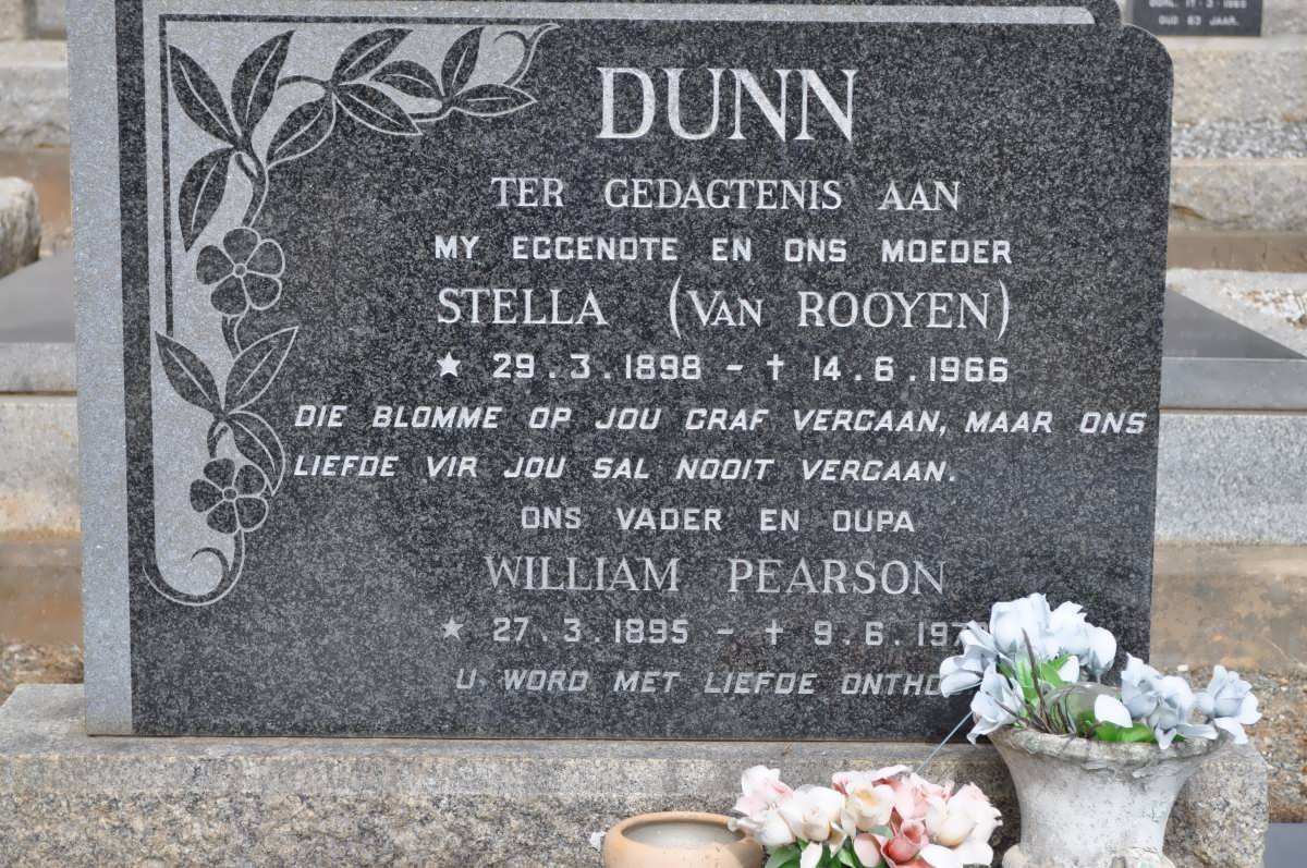DUNN William Pearson 1895-197? &amp; Stella VAN ROOYEN 1898-1966