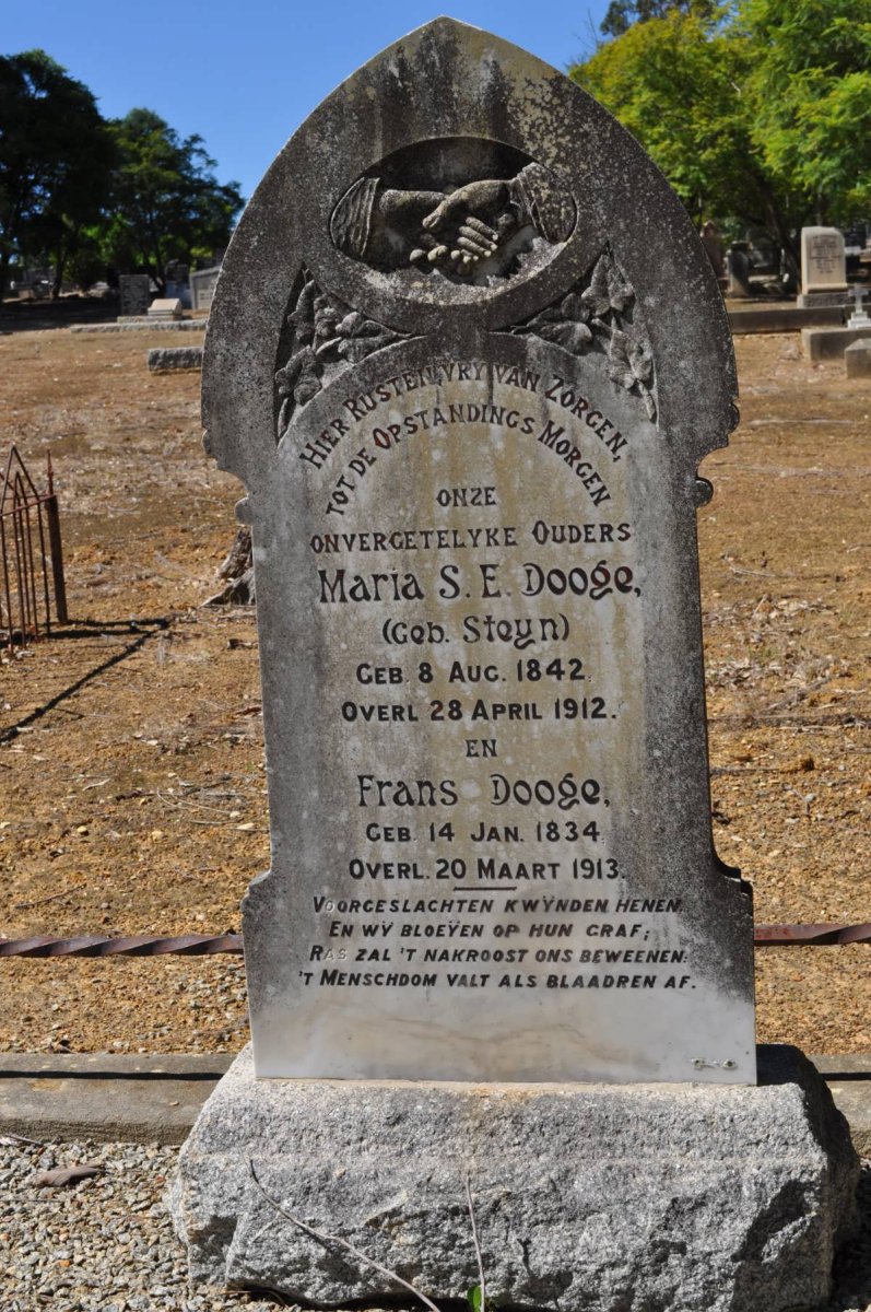 DOOGE Frans 1834-1913 &amp; Maria S.E. STEYN 1842-1912