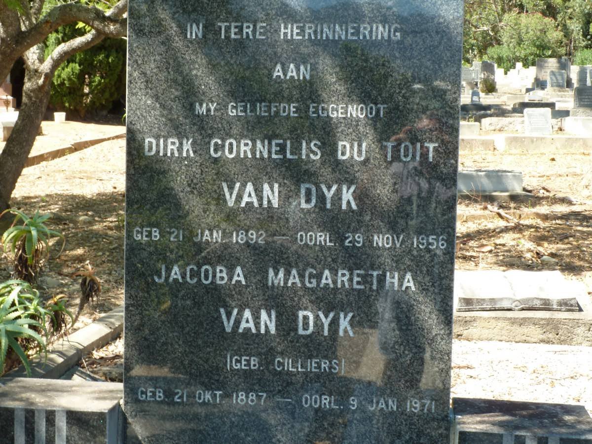 DYK Dirk Cornelis du Toit, van 1892-1956 &amp; Jacoba Magaretha CILLIERS 1887-1971
