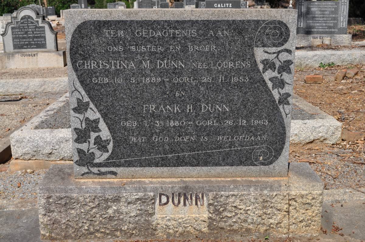 DUNN Frank H. 1880-1963 &amp; Christina M. LOURENS 1889-1953