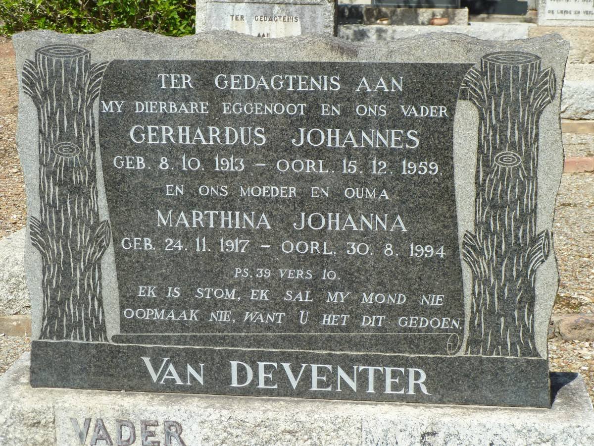 DEVENTER Gerhardus Johannes, van 1913-1959 &amp; Marthina Johanna 1917-1994