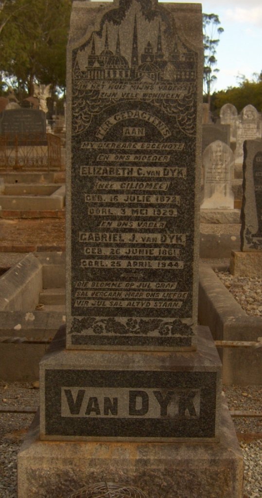 DYK Gabriel J., van 1861-1944 &amp; Elizabeth C. GILIOMEE 1872-1929
