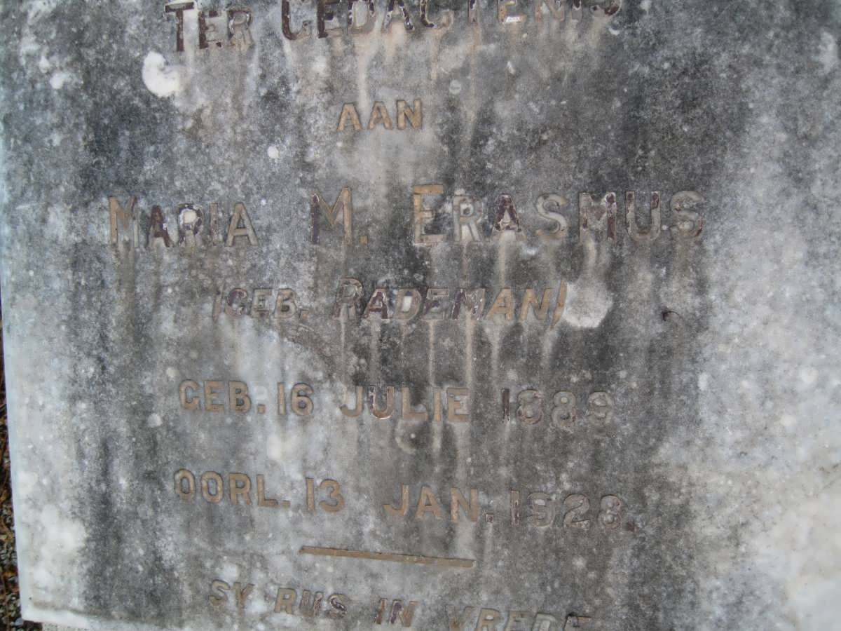 ERASMUS Maria M. nee RADEMAN 1889-1928