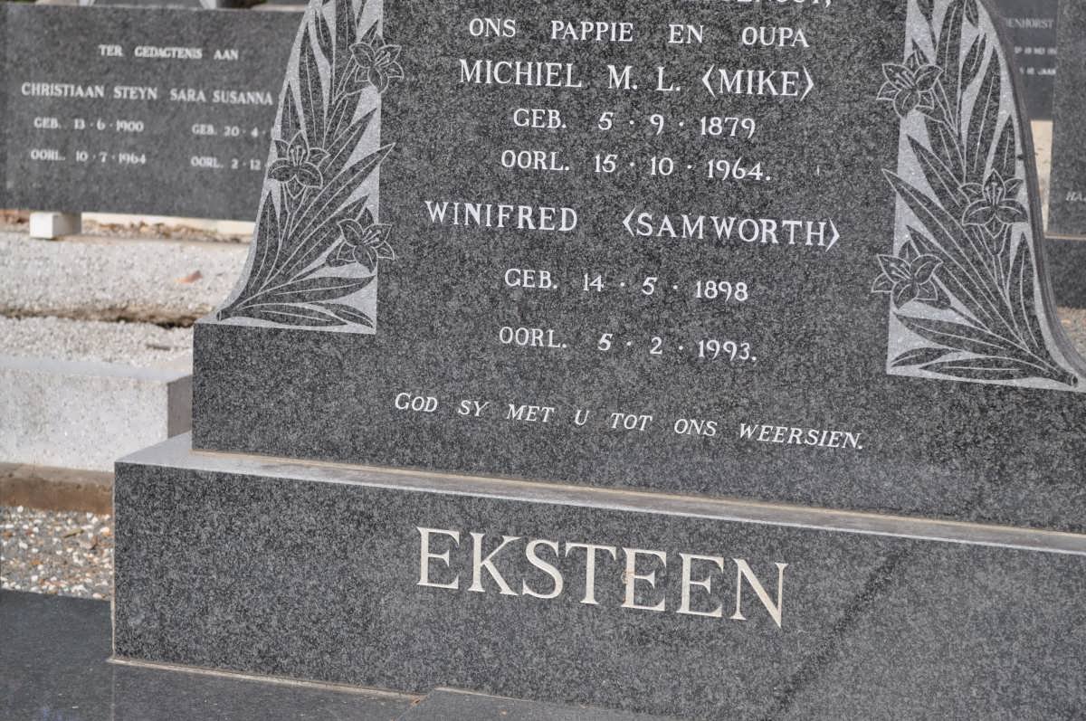 EKSTEEN Michiel M.L. 1879-1964 &amp; Winifred SAMWORTH 1898-1993