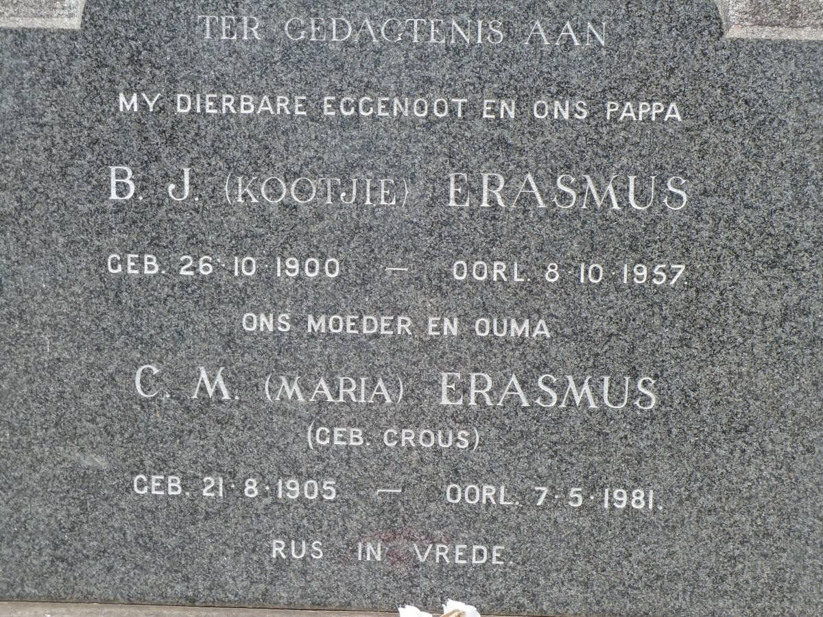 ERASMUS B.J. 1900-1957 &amp; C.M. CROUS 1905-1981