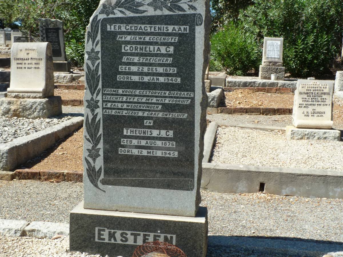 EKSTEEN Theunis J.C. 1876-1945 &amp; Cornelia C. STREICHER 1879-1940