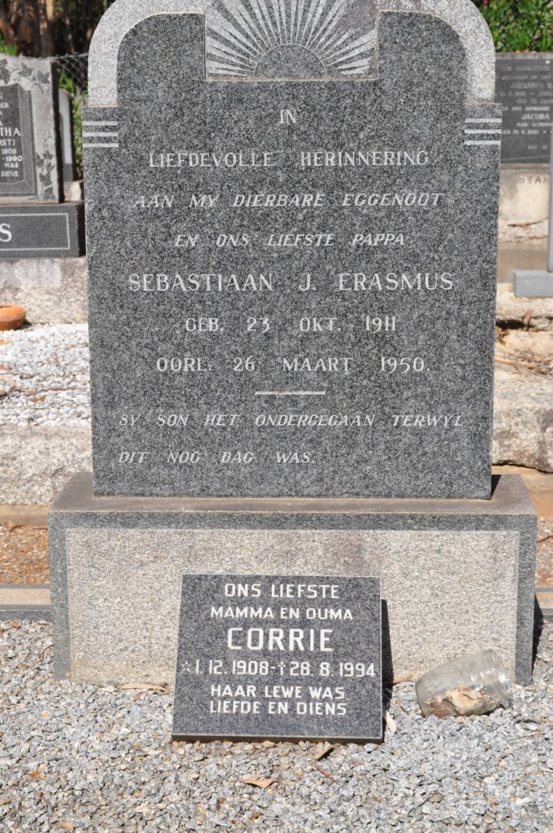 ERASMUS Sebastiaan J. 1911-1950 &amp; Corrie 1908-1994