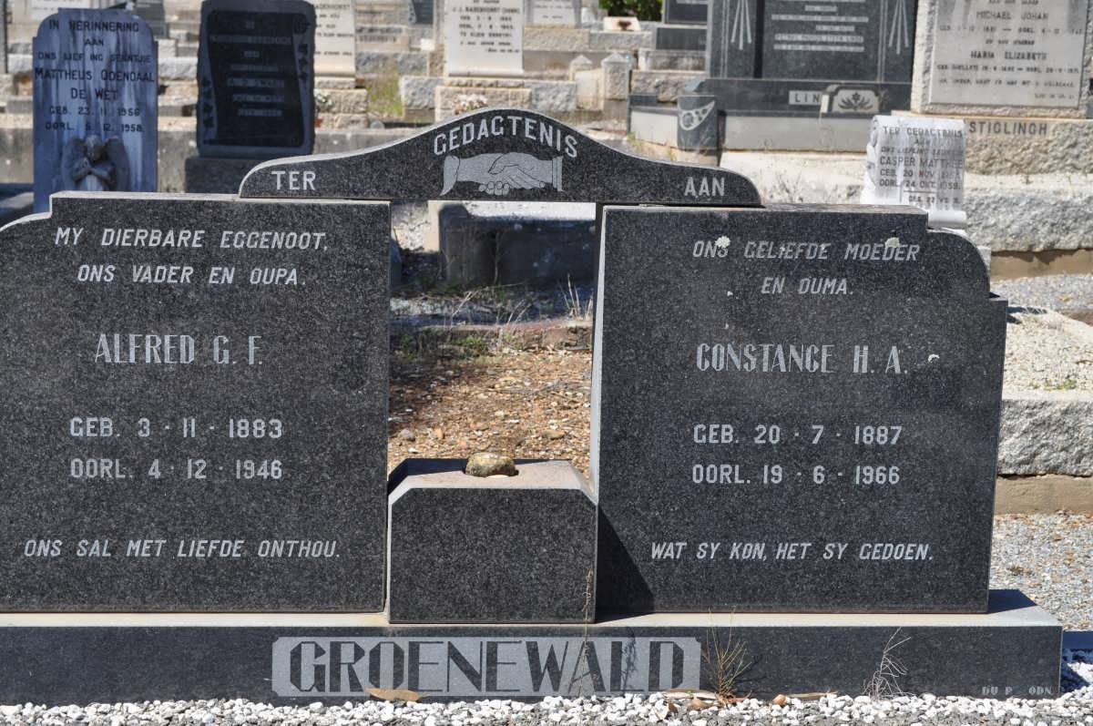 GROENEWALD Alfred G.F. 1883-1946 &amp; Constance H.A. 1887-1966