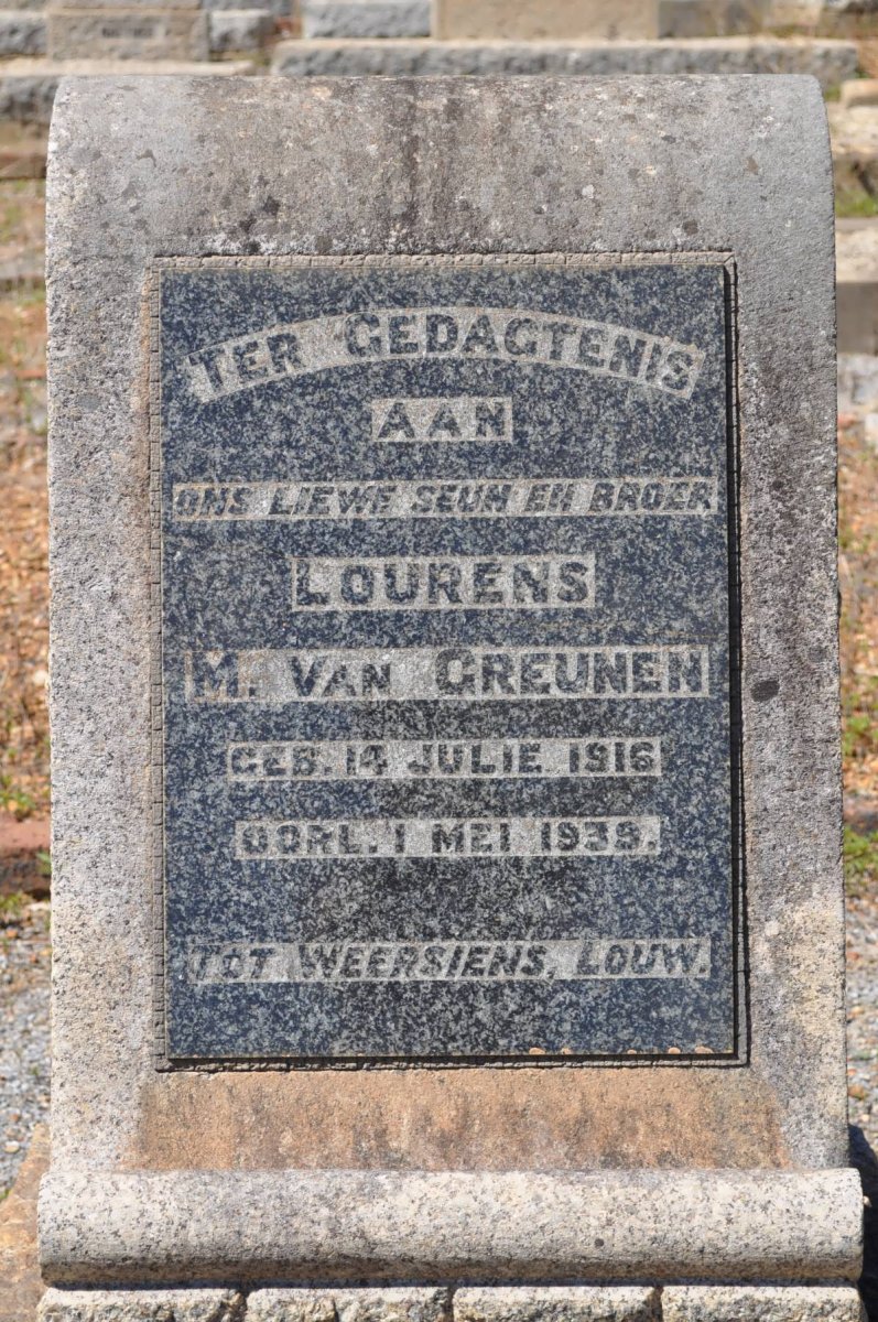 GREUNEN Lourens M., van 1916-1939