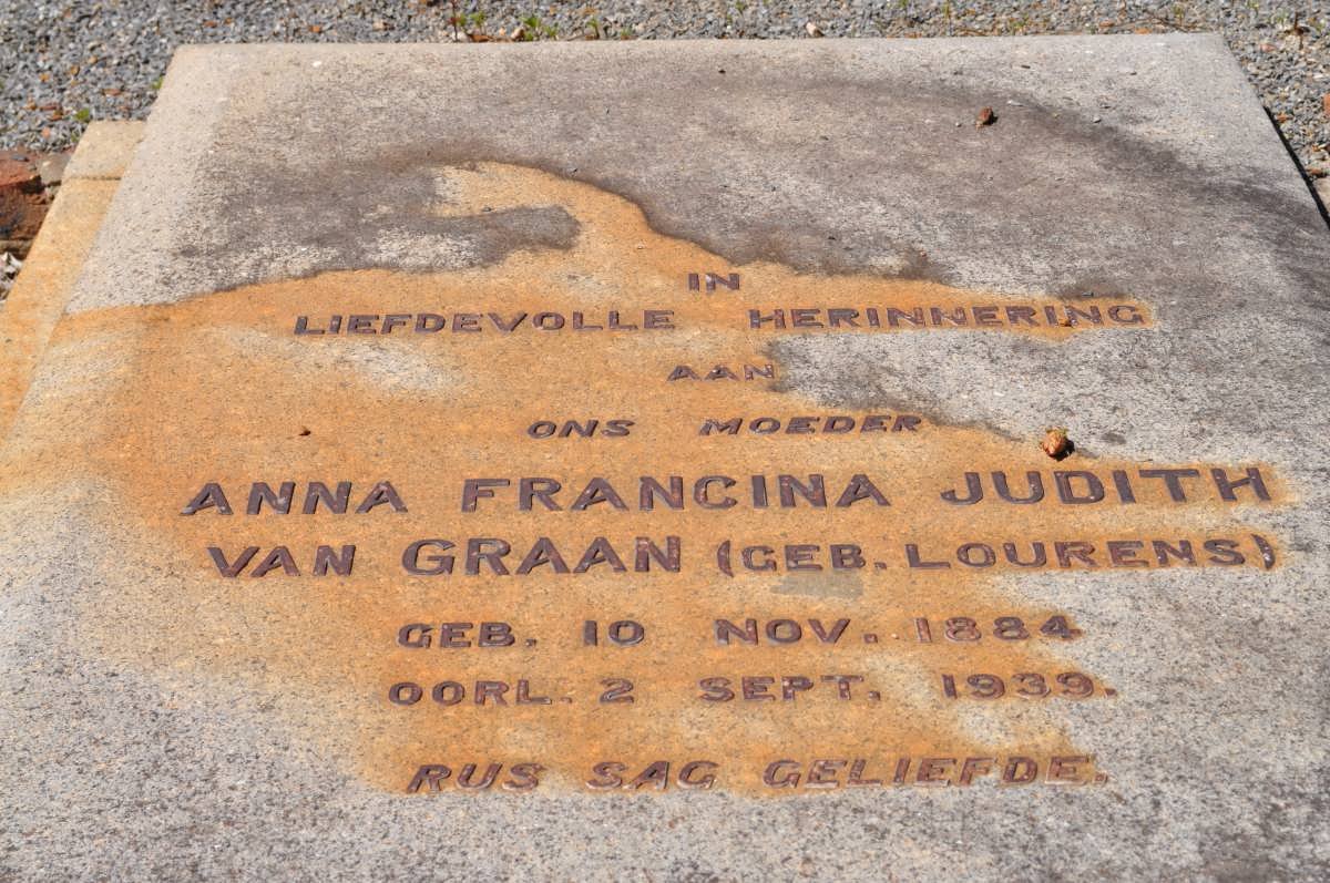 GRAAN Anna Francina Judith, van nee LOURENS 1884-1939