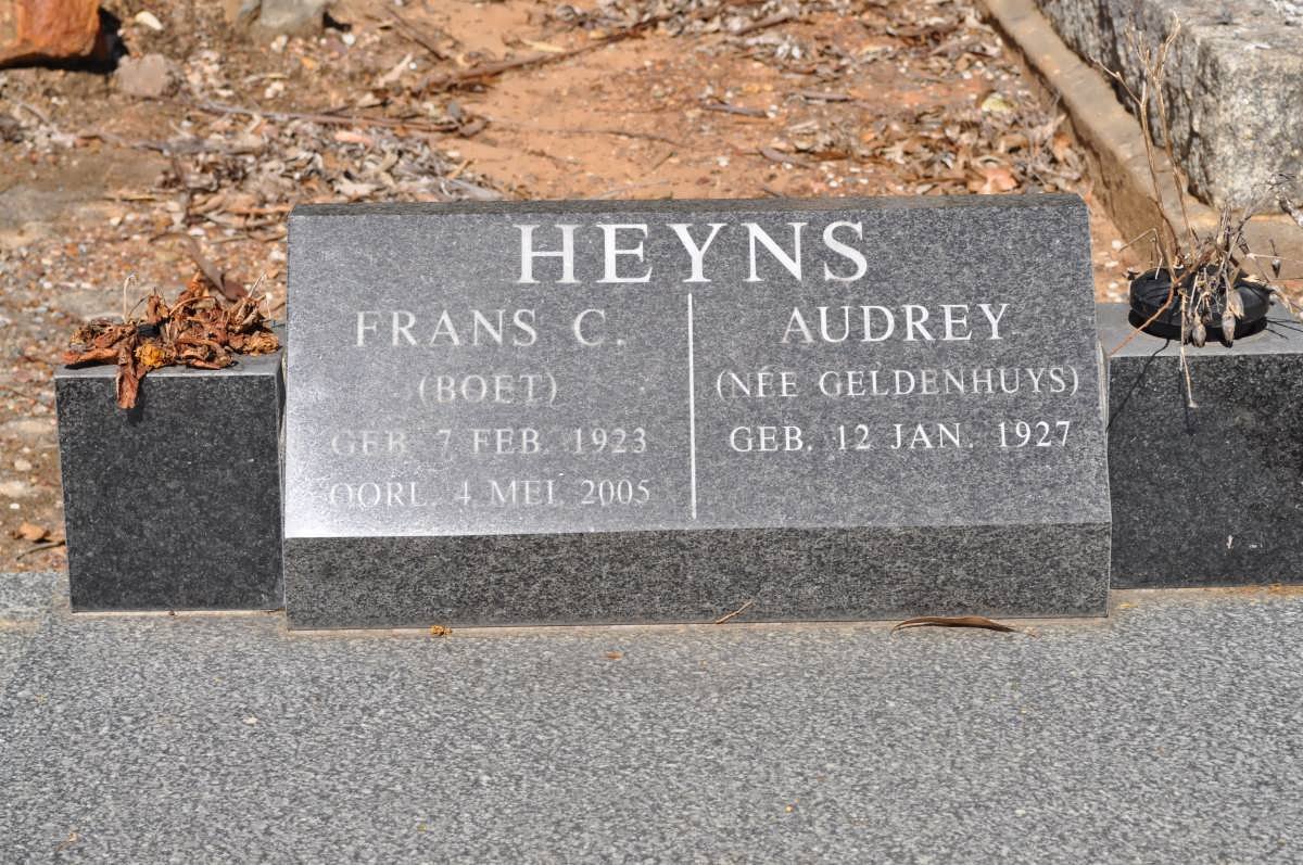 HEYNS Frans C. 1923-2005 &amp; Audrey GELDENHUYS 1927-