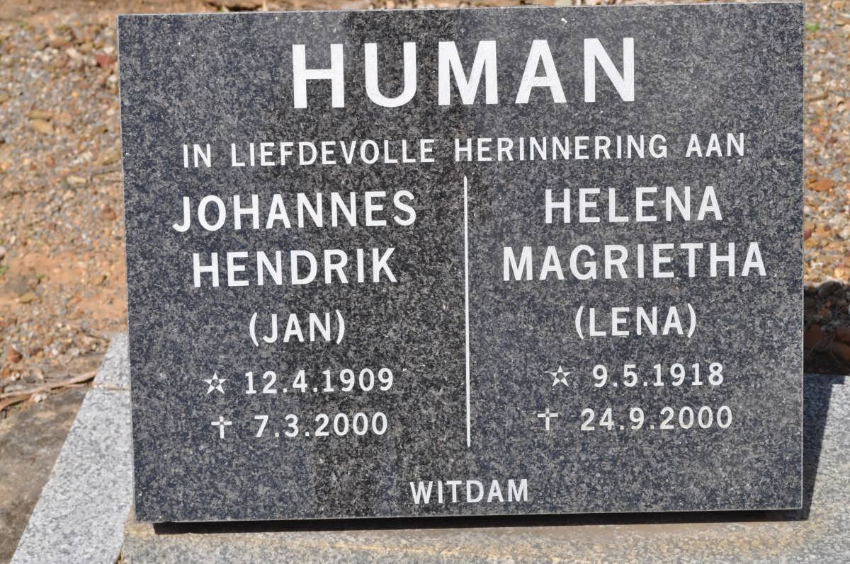 HUMAN Johannes Hendrik 1909-2000 &amp; Helena Magrietha 1918-2000