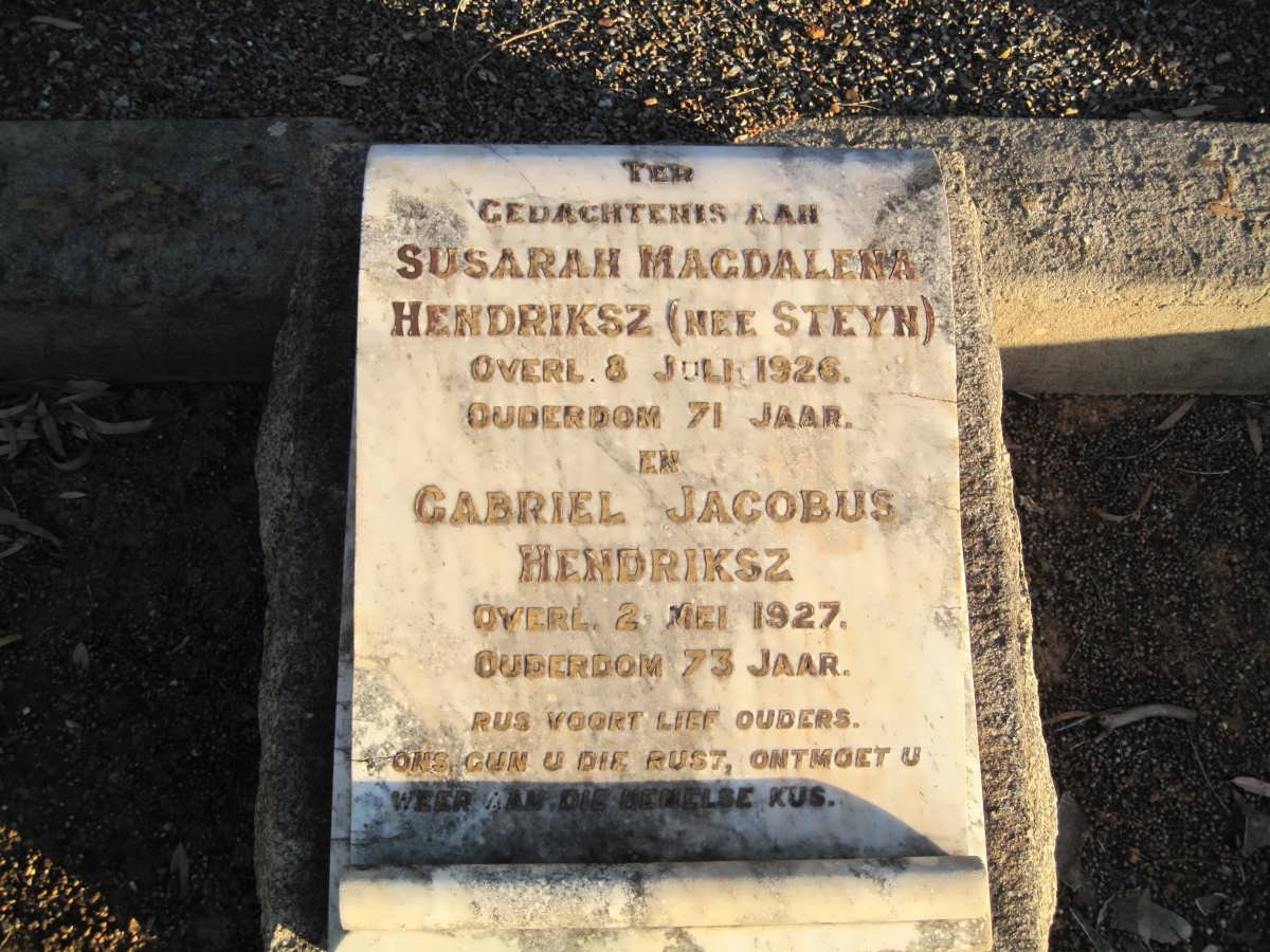 HENDRIKSZ Gabriel Jacobus -1927 &amp; Susarah Magdalena STEYN -1926