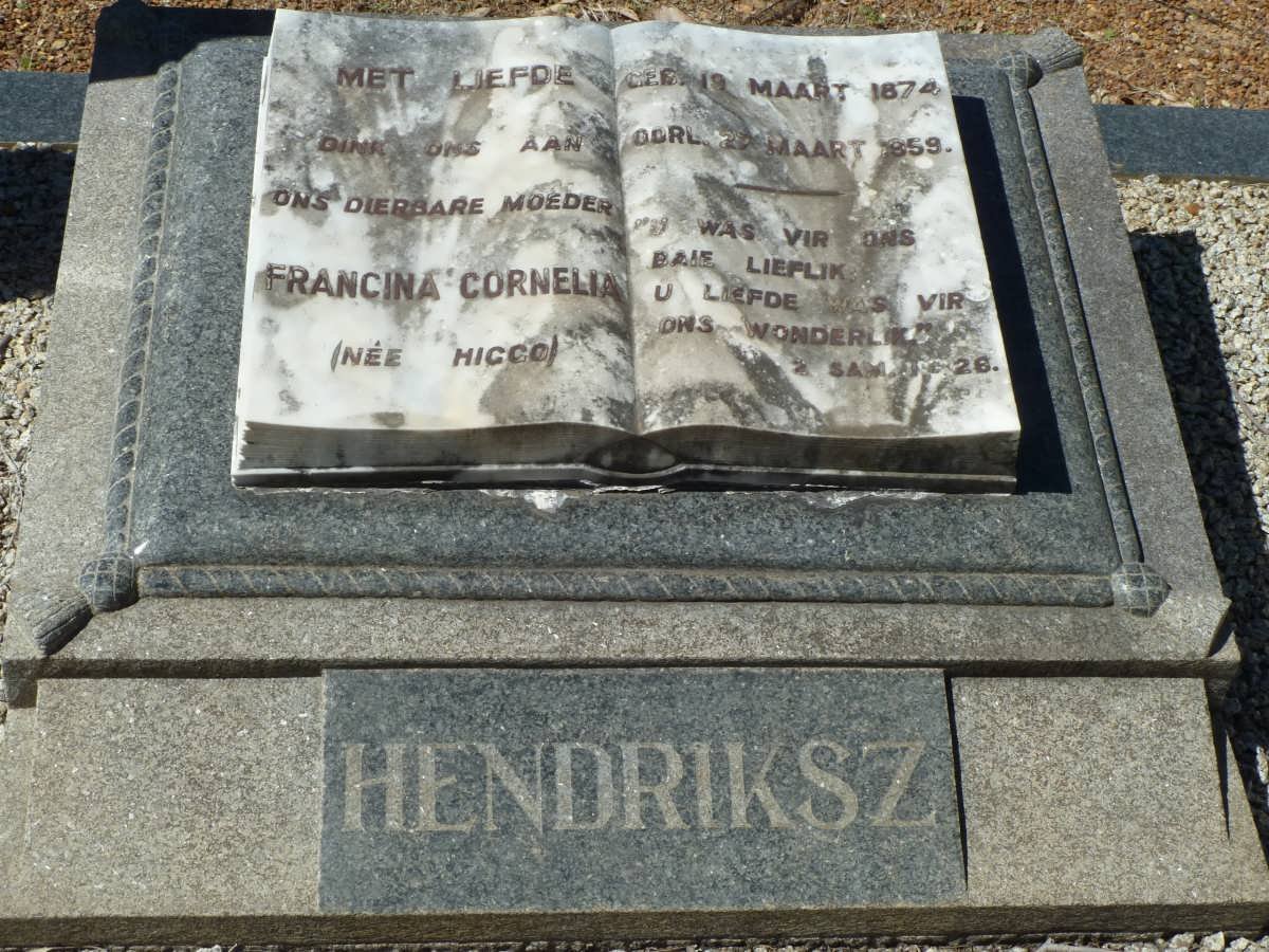 HENDRIKSZ Francina Cornelia nee HIGGO 1874-1959