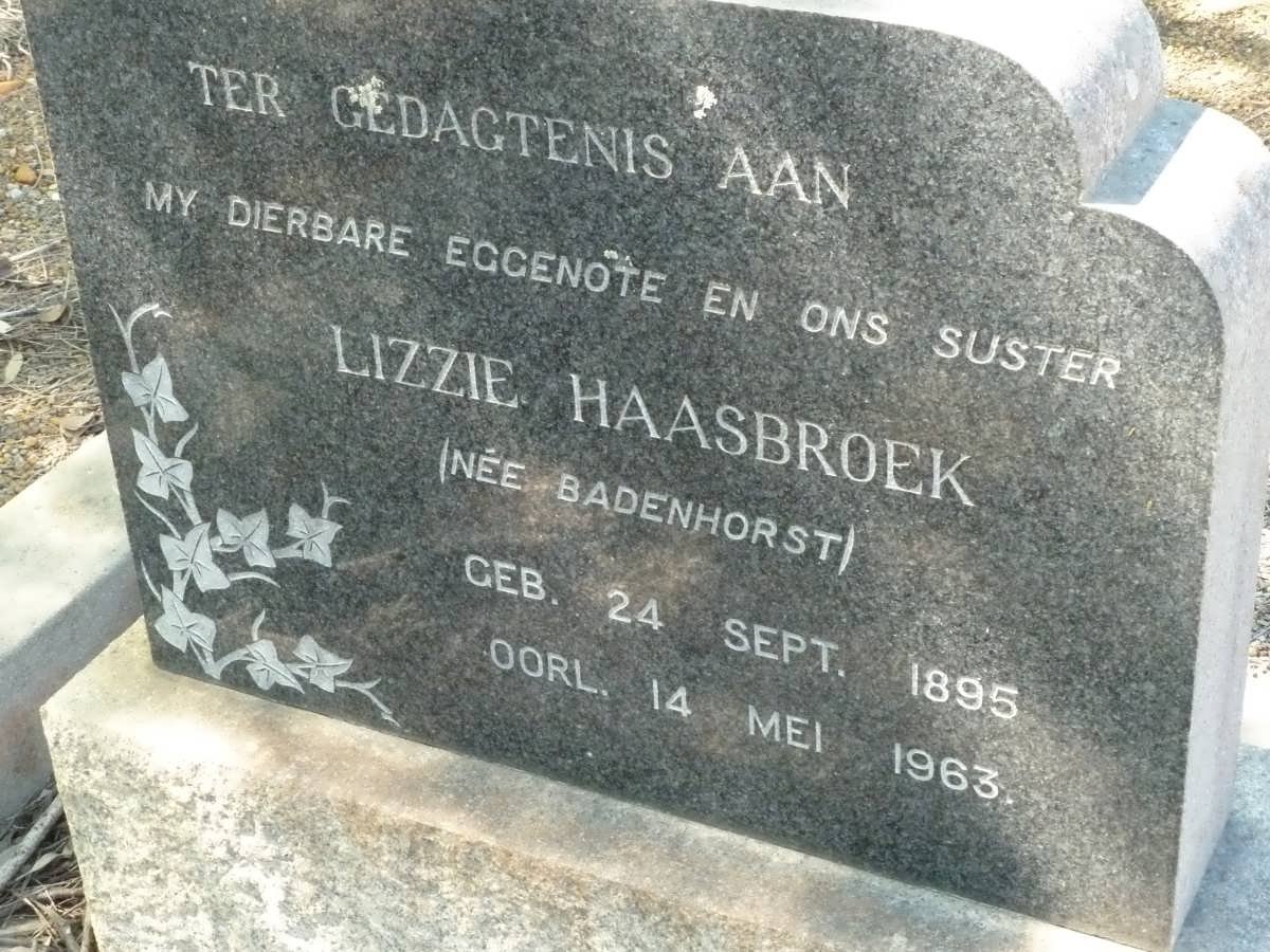 HAASBROEK Lizzie nee BADENHORST 1895-1963